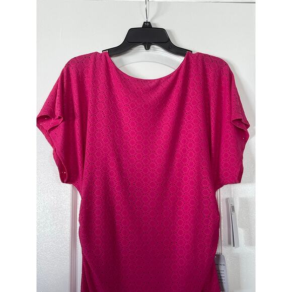 NWT London Times Mockneck Front Side Ruched Midi Dress Size 10 - Picture 5 of 13